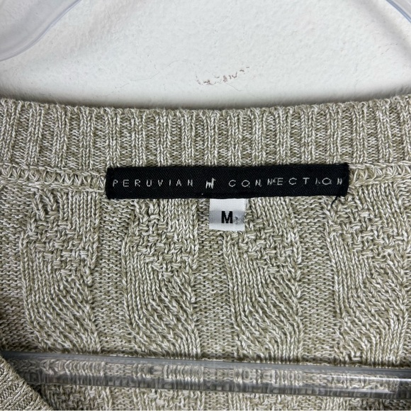 Peruvian Connection 100% Pima Cotton Long sleeve v-neck cable knit sweater M - Picture 7 of 12